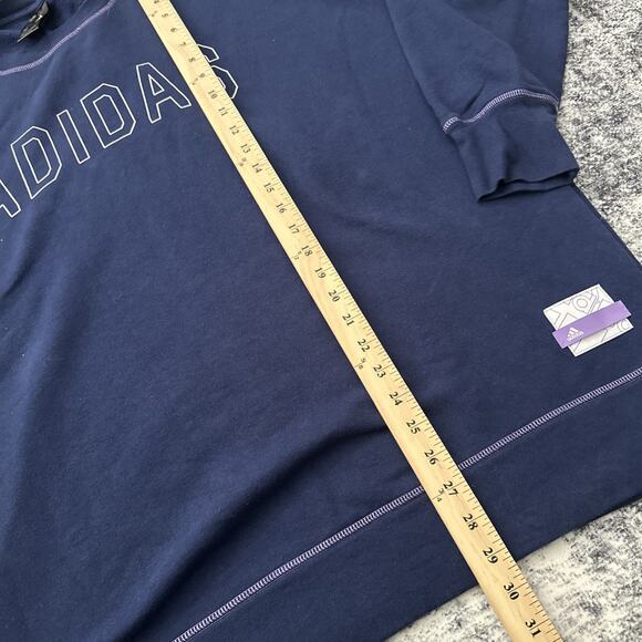 XL Adidas Womens Navy Blue w/ Purple Lining Sweatshirt Crewneck Sweater Oversize - Picture 6 of 11